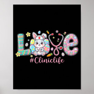 Love clinic life bunny stethoscope easter poster