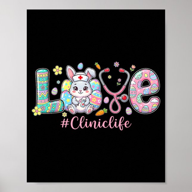 Love clinic life bunny stethoscope easter  poster (Front)