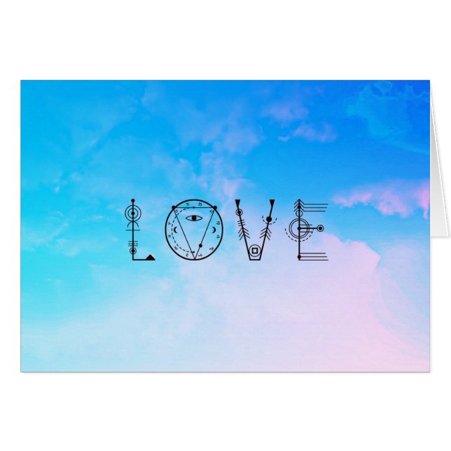 *~* LOVE Clouds Watercolor Sky Turquoise White (Front Horizontal)
