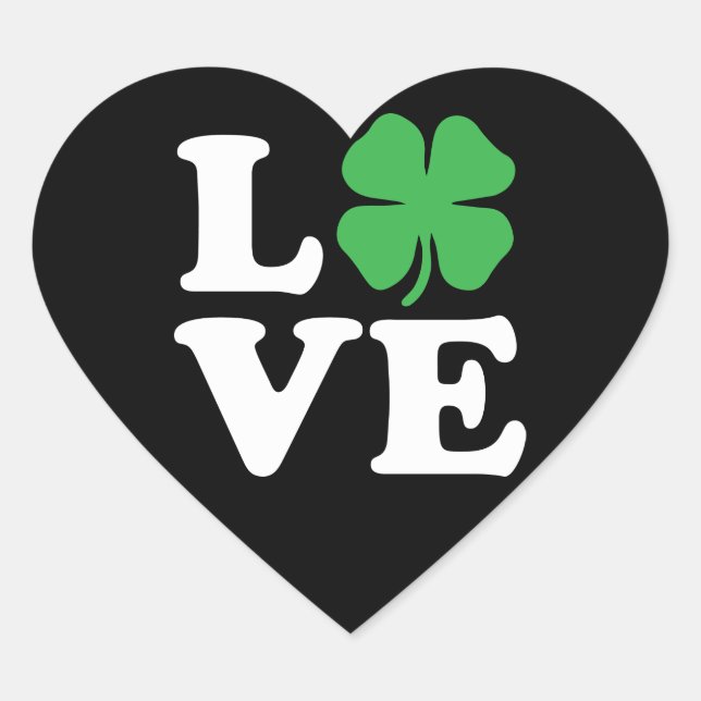 Love Clover Black Heart Sticker (Front)