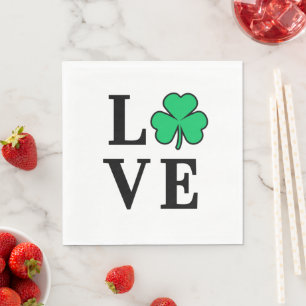 LOVE Clover Shamrock Ireland St Patrick Party Napkin