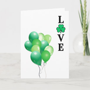 LOVE, Clover Shamrock, St Patricks Day All Purpose Note Card