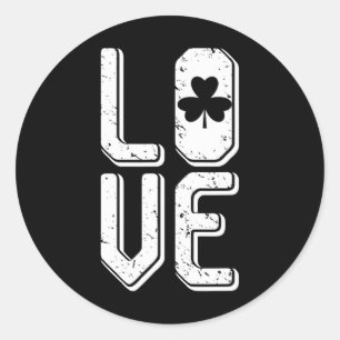 Love Clover St Patricks Day Pub Art Picture Design Classic Round Sticker