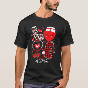 LOVE CNA Life Leopard Red Plaid Nursing Valentine' T-Shirt