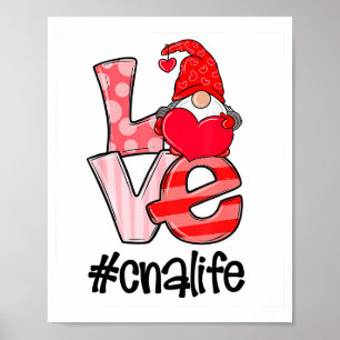 Love Cna Life Valentine Gnomies Funny Gift  Poster
