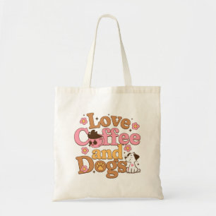 Love Coffee and Dogs Retro Tote Bag