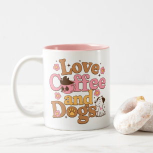 Love Coffee and Dogs Retro Two-Tone Coffee Mug