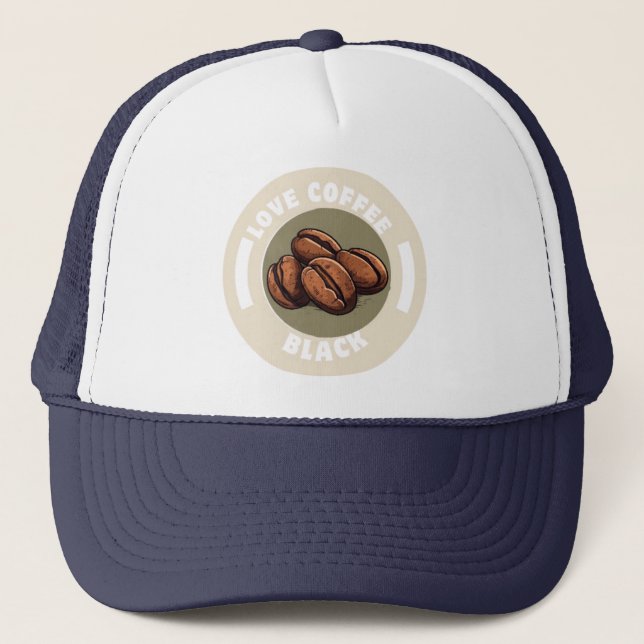 Love Coffee Black Trucker Hat (Front)