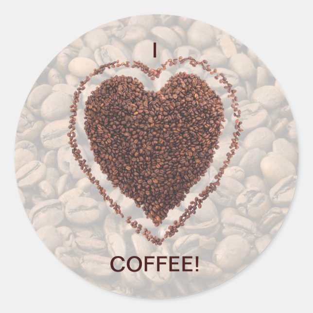 Love Coffee Classic Round Sticker (Front)