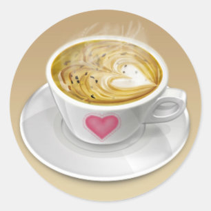 Love Coffee cup and heart Valentine Sticker