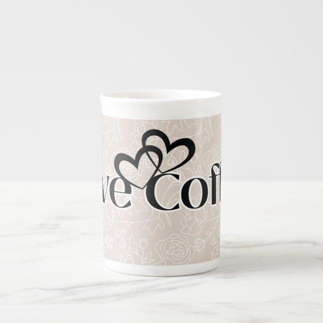 'Love Coffee' Elegant Bone China Mug (Front)