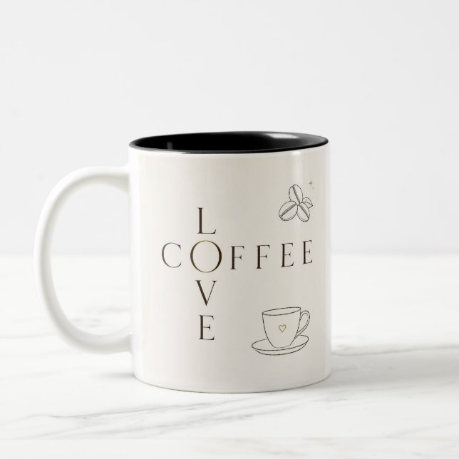 Love Coffee Minimalist Mug | Cute Coffee Lover Mug (Left)