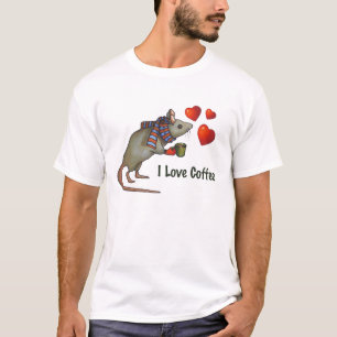 Love Coffee: Mouse, Hearts: Original Art T-Shirt
