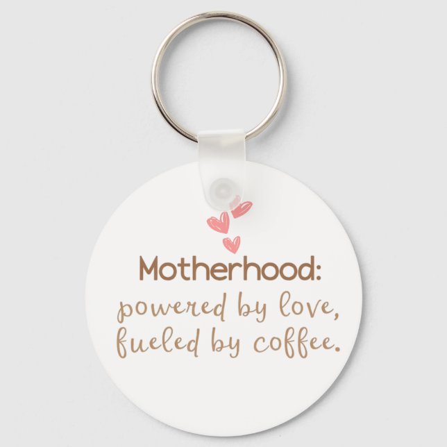 Love & Coffee Mum Life Typography Print Key Ring (Front)
