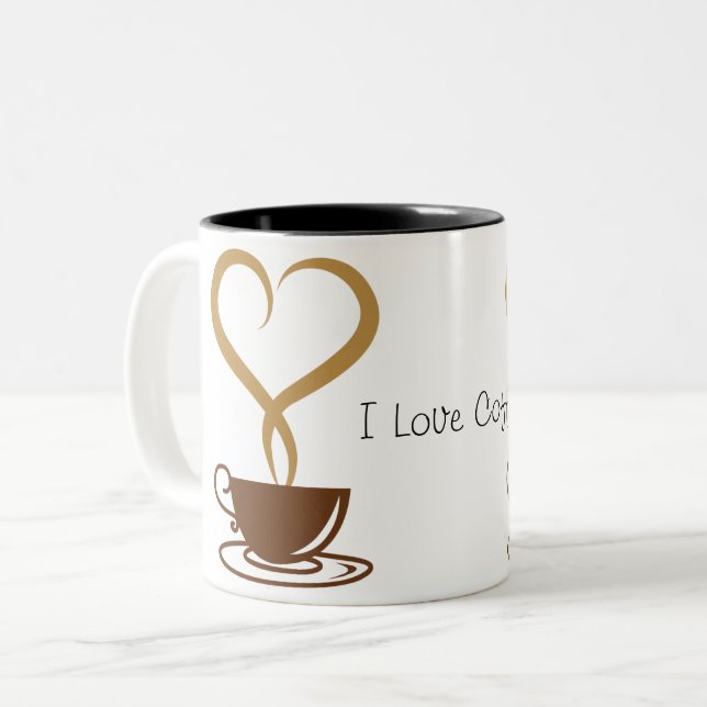 Love Coffee Two-Tone Coffee Mug (Front Left)