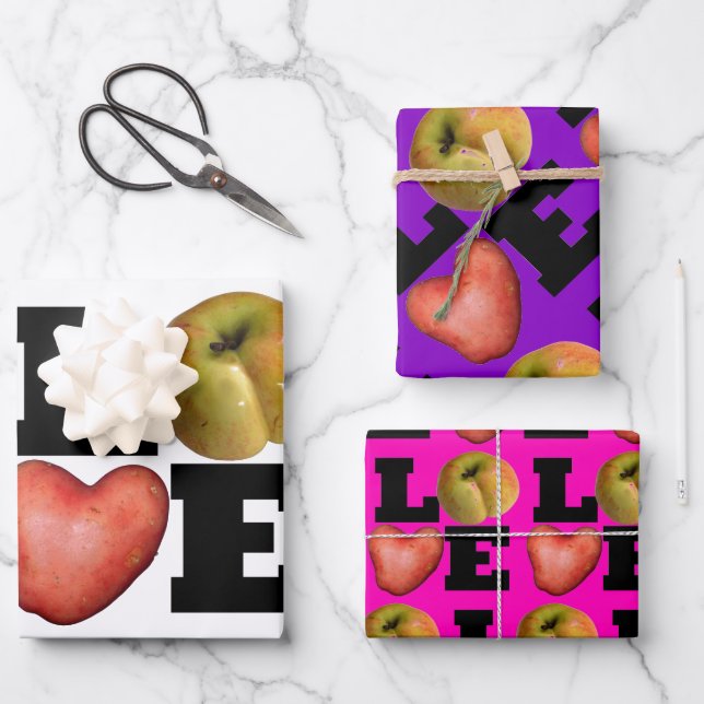 LOVE Collection Apple Potato Heart WPS3 Wrapping Paper Sheet (Front)