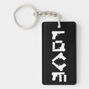 LOVE Collection White 2 sided Monogram Keychain