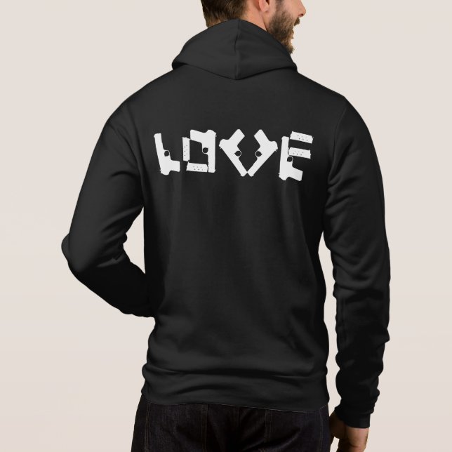 LOVE Collection White Design Add Text Men Jacket Hoodie (Back)