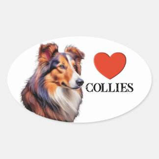 LOVE COLLIES OVAL STICKER