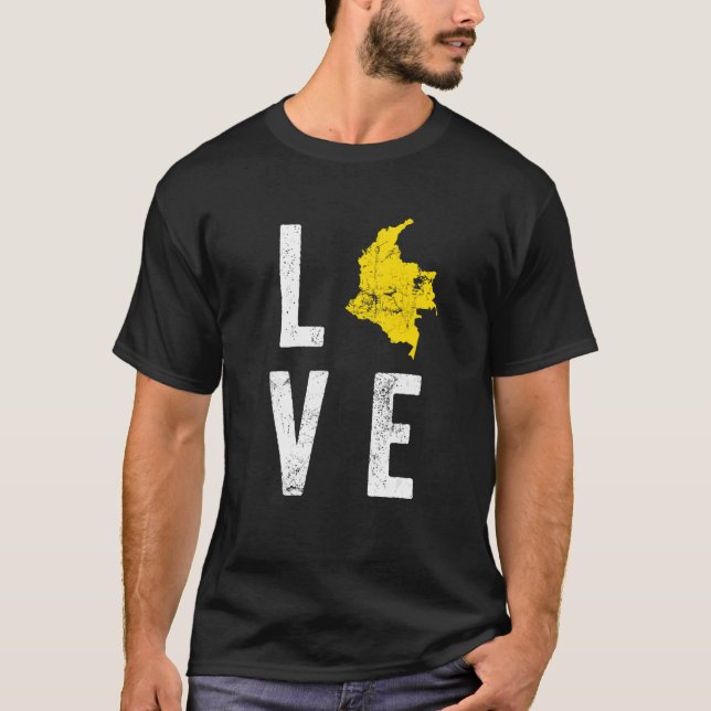 Love Colombia Map Colombian National Independence  T-Shirt (Front)