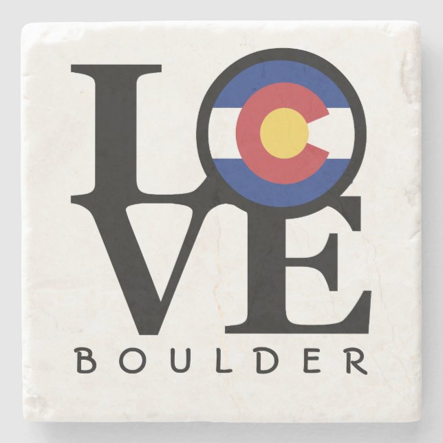 LOVE Colorado Boulder Stone Coaster (Front)