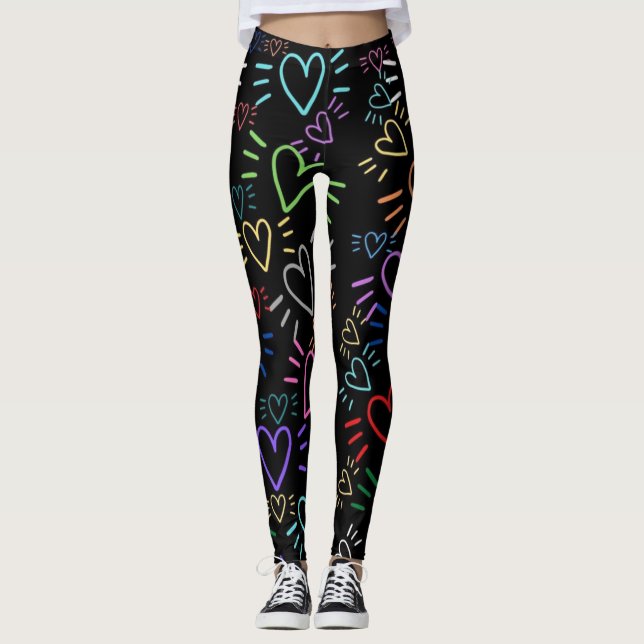 Love Colored Hearts Leggings (Front)