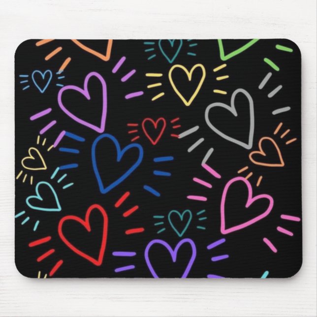 Love Colored Hearts Mouse Pad (Front)