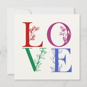 Love - Colourful Botanical Letters Card