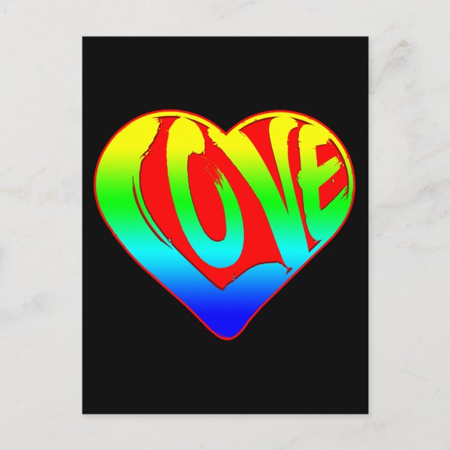 Love Colourful Heart Valentines Day Postcard (Front)