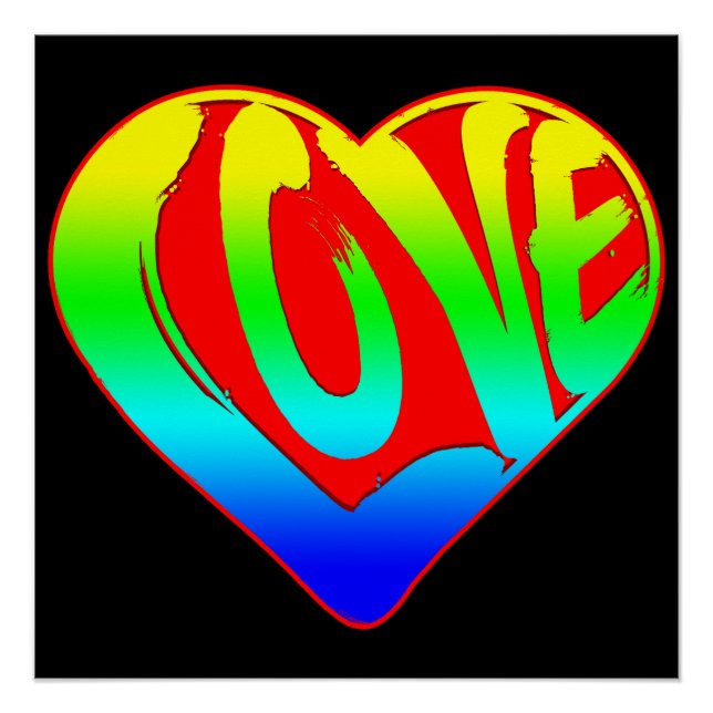 Love Colourful Heart Valentines Day Poster (Front)