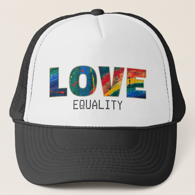 Love Colourful Rainbow LGBTQ+ Name Personalised Trucker Hat (Front)