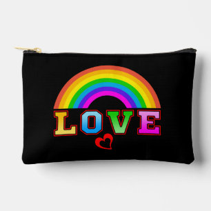 Love Colourful Rainbow Red Heart Accessory Pouch
