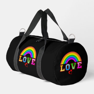 Love Colourful Rainbow Red Heart Duffle Bag