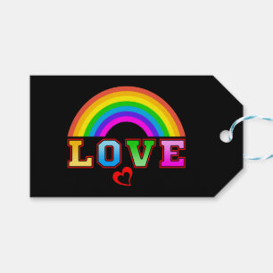 Love Colourful Rainbow Red Heart Gift Tags