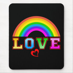 Love Colourful Rainbow Red Heart Mouse Pad