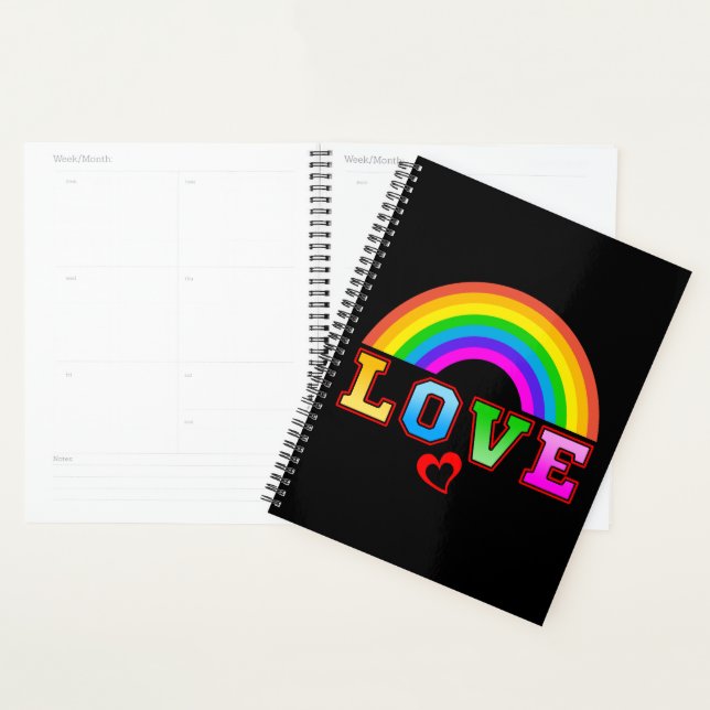 Love Colourful Rainbow Red Heart Planner (Display)