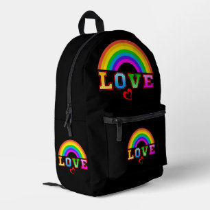 Love Colourful Rainbow Red Heart Printed Backpack
