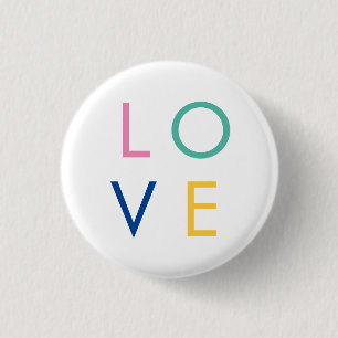 LOVE colourful valentine typography 3 Cm Round Badge