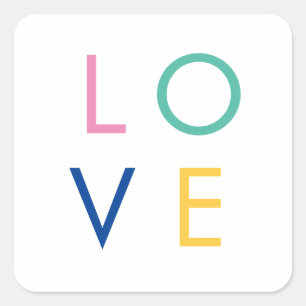 LOVE colourful valentine typography Square Sticker