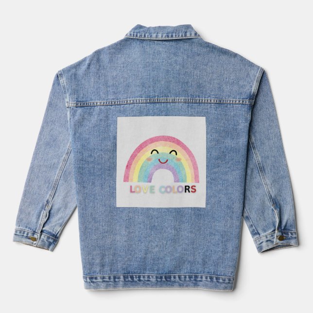 Love Colours rainbow art valentine designs Denim Jacket (Back)