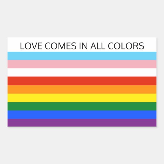 LOVE COMES IN ALL COLORS RECTANGULAR STICKER (Front)