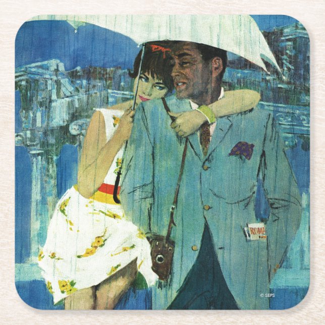 Love Comes to Miss Lucas Square Paper Coaster (Front)