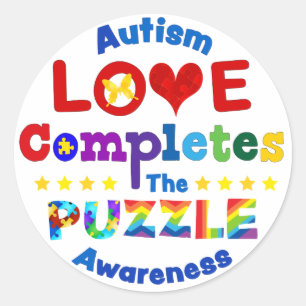 Love Completes the Puzzle Classic Round Sticker