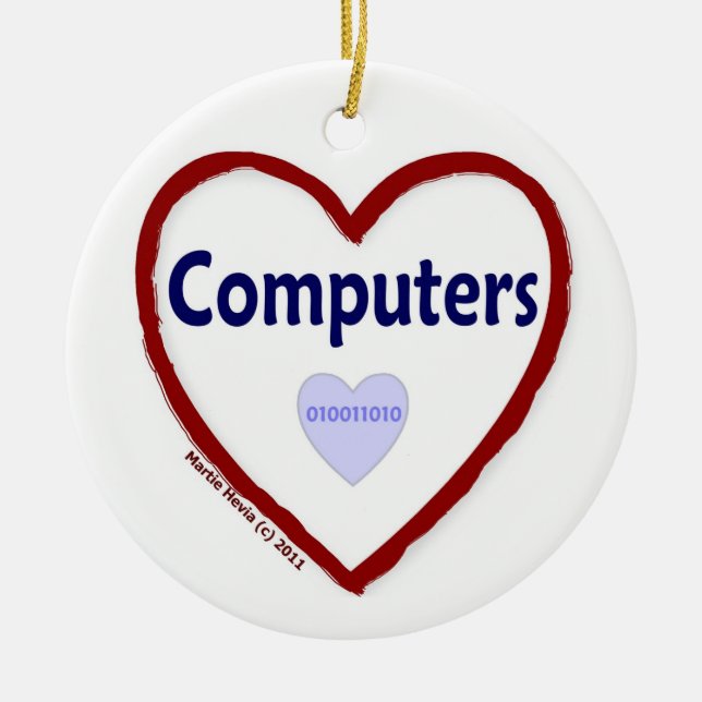 Love Computers Ceramic Tree Decoration (Front)