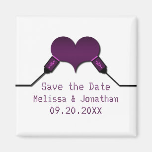 Love Connection USB Save the Date Magnet, Purple Magnet
