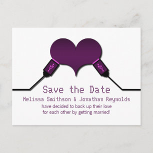 Love Connection USB Save the Date Postcard, Purple Announcement Postcard