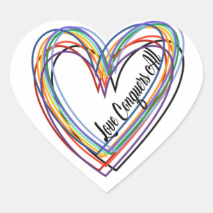 Love Conquers All Colourful Heart Sticker