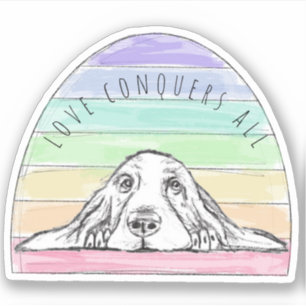 love conquers all dog rainbow basset hound