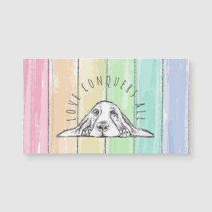 love conquers all dog rainbow basset hound  