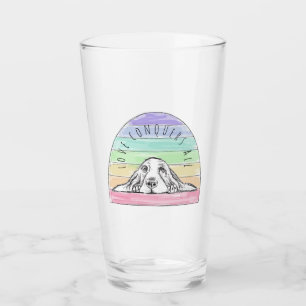 love conquers all dog rainbow basset hound glass